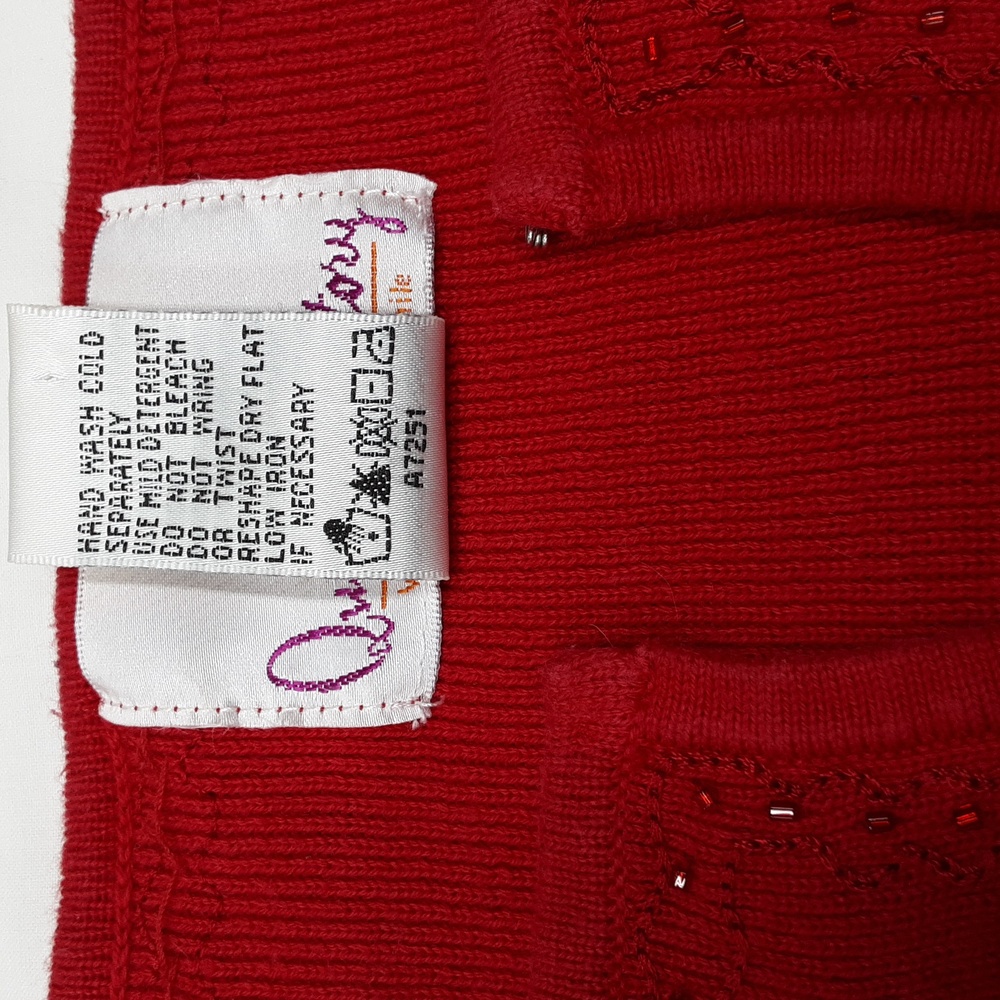 Quacker Factory Embroidered Beaded Red Sweater Xl - image 7